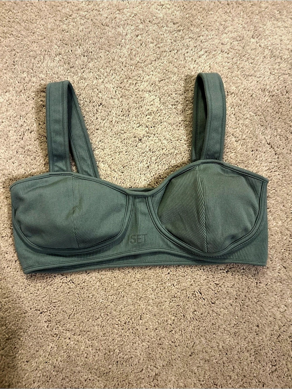 Set Active Ribbed Underwire Bralette Sports Bra Green